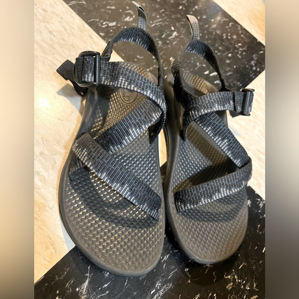 Chaco Black, Navy, and Gray Sandals